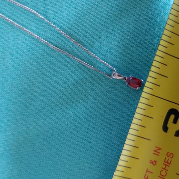 Classic Oval Ruby Solitare 925 Sterling Silver Necklace - Picture 8 of 8